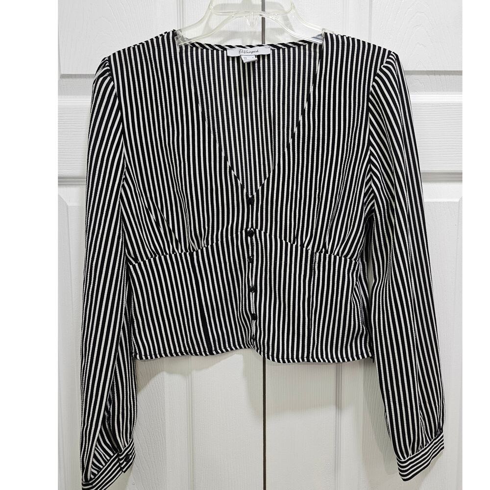 Striped Top Black White Size Medium